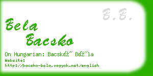 bela bacsko business card